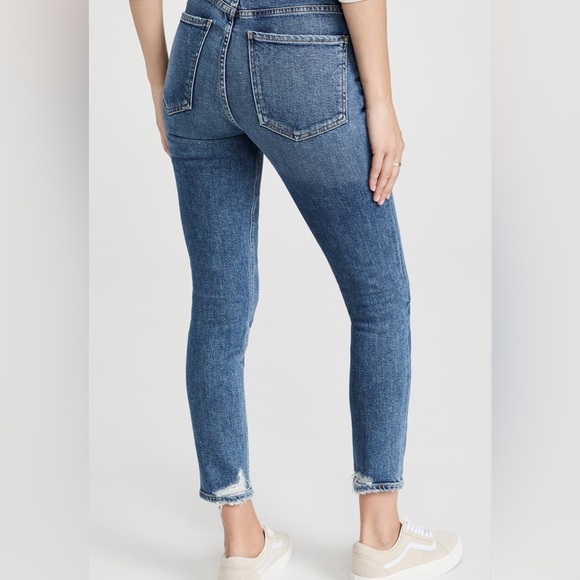 AGOLDE Nico High Rise Slim Foot Jean Straight Leg Betray Wash Size 25 Distressed - Picture 3 of 14